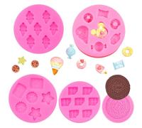 Moldes para fondant para postres, 5 unidades, color rosa, galletas y postres, magdalenas, molde de chocolate, dulces, molde 3D, herramientas de decoración de pasteles, herramientas de decoración de