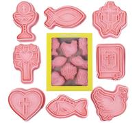 Moldes para galletas cristianas - moldes para galletas reutilizables, molde para bautizo, formas religiosas | Juego de moldes para galletas 3D con cáliz copa sagrada para Pascua, comunión o Navidad