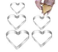 Moldes para galletas para las vacaciones, juego de tablas de cortar para galletas de corazón, 5 cortadores en relieve en forma de pan con forma de amor - Molde para galletas para boda, cumpleaños
