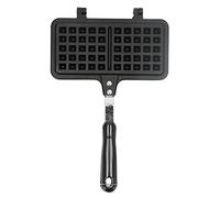 Moldes para Gofres Dobles Antiadherentes de Aluminio, Sartén para Hacer Waffles, Negro - Recubrimiento Avanzado, Mango Antiescaldadura, Ideal para Estufa de Gas y Cerámica