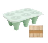 Moldes para helados con palos, 6 compartimentos, a prueba de fugas, fácil extracción, molde de silicona con palillos, para fondant, caramelo, postres, brownie, pasteles, mousse de chocolate