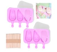 Moldes para Helados de Silicona Grado Alimenticio - Forma de Conejo con 3 Rejillas y 100 Palitos de Madera, Molde para Paletas Caseras Sin BPA, Fácil Desmolde para Postres y Repostería