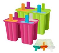 Moldes para Helados,DIY Molde Helado,Reutilizable Moldes para Helados de Grado Alimenticio sin BPA,para Paletas y Helados Caseros(Verde/Rosa Roj,2 Piezas)