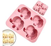 Moldes Para Hornear,Bandeja 4 cavidades fácil desmoldeo - Divertidos Moldes Silicona Elefante Repostería - Pasteles Magdalenas Hielo Caramelos Galletas Comida Postres Jabón Cocina Congelador Horno