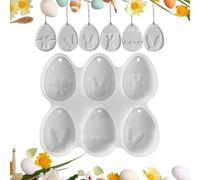 Moldes para huevos de Pascua,Moldes de silicona para Pascua - Decoración de huevos de Pascua con diseño de conejo lindo | Huevos de Pascua colgantes, moldes de yeso de Pascua para fundir, resistentes