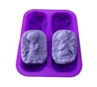 Moldes Para Jabones Artesanales Molde de silicona for jabón Ángel 3D, herramienta bomba baño redonda ovalada rectangular, vida flor, Tre, Luna, onda solar, cera se derrite(Boy girl angel)