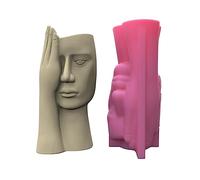 Moldes para macetas, molde de silicona para hormigón, forma de rostro humano, suministros para hacer a mano, molde de jarrón de silicona para maceta