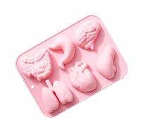 Moldes para órganos del cuerpo: corazón, cerebro, estómago, hígado, intestinos, pulmones, moldes para fondant, 6 huecos, simulación, chocolate, pasteles, dulces, helados, para cocina, hornear