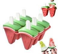 Moldes para paletas con forma de sandía, moldes IcePop en una bandeja con palos, fácil de liberar, moldes para helados caseros, moldes de silicona para helados (6 bandejas)