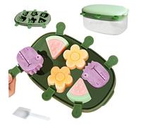 Moldes para paletas con palitos, moldes para paletas de silicona, 6 cavidades, linda flor de dibujos animados, mini molde para helado de fácil liberación con tapa y palo para jugo, yogur, verde, mini