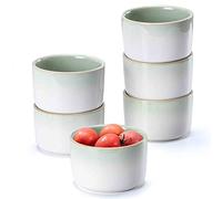 Moldes para Soufflé, Ramekins Cerámica de 8 oz - 280 ml, Tazones de Consomé para Hornear para Pudín, Tazas de Soufflé para 6 Personas - Juego de 6 Ramekins, Verde