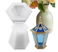 Moldes para tarros de resina, juego de para contenedores hexagonales, molde de hormigón de 3,74x3,15x5,71 pulgadas con diseño de tapa, moldes de fundición de silicona, molde para tarros de alma