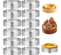 Moldes para tartas, anillos redondos de acero inoxidable, construcción robusta con diseño de fácil liberación para hornear pasteles, postres, mousse, tartas de frutas (1)