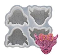 Moldes para velas Car Freshie 4 en 1 con forma de vaca, moldes flexibles de silicona para Halloween, resina, aromas, velas, jabón, repostería, manualidades, silicona Freshie