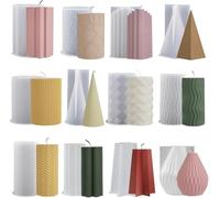 Moldes Para Velas Molde cilíndrico de silicona for velas, bricolaje, a rayas, adorno for cena, moldes resina epoxi yeso, decoración del hogar, regalos hechos a mano, 1 Uds(E)