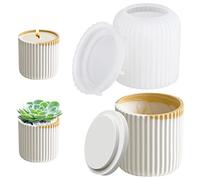 Moldes para Velas, moldes de Silicona de hormigón para portavelas con Tapas,recipientes de Vela moldes de Cemento, Molde de Silicona para macetas y portavelas