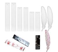Moldes rectangulares de resina para marcapáginas de plumas, 8 moldes de silicona para hacer marcapáginas de resina epoxi, joyas, marcapáginas y manualidades