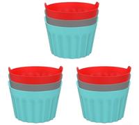 Moldes reutilizables de silicona para hornear, moldes para magdalenas, no para cupcakes, para horno, microondas, ramequines, aptos para lavavajillas, 6,5 cm (9 (rojo)