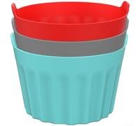 Moldes reutilizables de silicona para hornear, moldes para magdalenas, no para cupcakes, para horno, microondas, ramequines, aptos para lavavajillas, 6,5 cm (3 rojos)