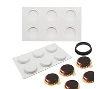 moldes silicona 3d, molde pastel 3d para postres pudín, Herramienta redonda de plástico crujiente, 6 agujeros Forma de círculo plano