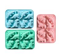 Moldes silicona dinosaurios | 3 Piezas 8 Cavidades Molde Antiadherente de Dinosaurio,moldes de gelatina de silicona,para Cocina, Decorar Pasteles, Hacer Caramelos, Cumpleaños, Repostería