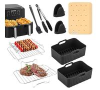 Moldes Silicona Freidora Aire Silicona Air Fryer Moldes para Freidora de Aire Reutilizable Accesorios Freidora de Aire para Ninja Foodi AF300EU AF400EU Microondas, Sin BPA