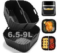 Moldes Silicona Freidora de Aire, 22-24 cm, 3 Piezas Bandeja Accesorios para Freidora sin Aceite Reutilizable Recipientes Cuadrado Cesta Utensilios para Freidora sin Aceite de 6 a 8.5 litros