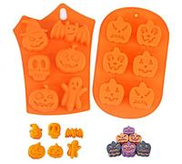 Moldes Silicona Halloween, 2 Molde de silicona para reposteria Halloween, Moldes de Silicona Fantasma de Murciélago de Calabaza, Adecuados para Pasteles, Galletas, Hornear, Chocolate, Dulces