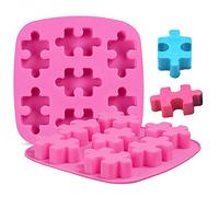 MoldFun Paquete de 2 moldes de silicona para hacer chocolate, caramelo, gelatina, gelatina, hornear, galletas, mini jabón, resina, cera, crayón, rompecabezas, bandeja para cubitos de hielo