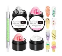 Molding Gel, 3D Nail Gel, 4 Pieces Vibrant Colors Strong Adhesion Easy Sculpting Glossy Finish Compact Long Lasting Lightweight, Nail Sculpting Glue for Women Home Hobby, 15ml, Black