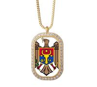 Moldova - Collar con colgante con emblema nacional de la UE y diamantes de cristal dorado