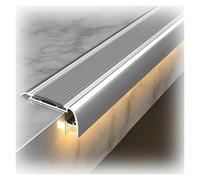 Moldura de aluminio para escalera, en forma de L, antideslizante, protector de borde para escaleras de azulejos y hormigón, tira de banda de rodadura de canal difusor, 180 cm de longitud