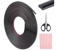 Moldura de azulejos de despegar y pegar, borde flexible de azulejos con tijeras y paño de limpieza, moldura de PVC negro brillante para bordes de azulejos, techos y salpicaduras (8 mm x 10 m)