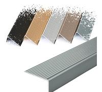 Moldura de borde de escalera de metal de 122 cm, protector de borde de escalera antideslizante para exteriores, para escaleras de madera, vinilo o baldosas (color: gris, tamaño: 10 unidades, 48/120 c