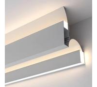 Moldura de cornisa de iluminación LED para techos, tira de aluminio de luz indirecta con doble canal, moldura de corona Detive, color blanco, 7 m / 22.9ft, actualización de decoración del hogar