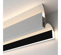 Moldura de cornisa LED para techos, tira de aluminio negro con doble canal de luz, moldura de corona de iluminación indirecta, iluminación Detive Cove, 7 m / 22.9ft de longitud