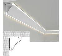 Moldura de corona de metal, difusor LED, perfil de canal, 3,5 m / 11.4ft, moldura de techo para dormitorio y sala de estar, 6,9 x 6,9 cm, esquina decorativa