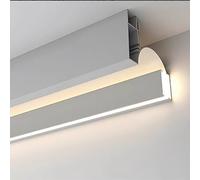 Moldura de remate de Techo, Canal difusor de luz LED de Aluminio para remates de Techo y Pared indirectos, Sistema de Perfil de Yeso, moldura de Borde Blanco de 4 m para soluciones de ilumin
