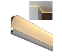 Moldura de techo de iluminación indirecta LED, canal difusor blanco con conectores de esquina y bloques de montaje para decoración, 6-16 pies