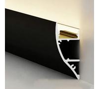 Moldura de Techo LED Canal de Iluminación LED para Moldura de Corona para Borde de Pared Techo, Perfil de Aluminio Arriba/Abajo sin Tira LED, Iluminación Indirecta(Black,1 pc)