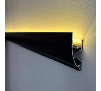 Moldura de Techo LED Perfil de Aluminio de Montaje Superficial para Tira LED, Iluminación de Moldura de Corona Lavado de Pared/Techo, Marco de Revestimiento(Black,30 pcs)