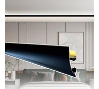 Moldura de Techo, Soporte de Canal de Aluminio para iluminación indirecta LED, moldura de Techo para iluminación Mural con Cubierta de policarbonato, 3,5 m (11,4 pies), Color Negro - Ideal p