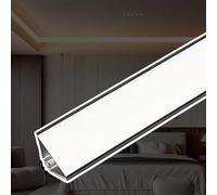 Moldura de zócalo con luces LED, iluminación indirecta de aluminio, canal de luz lineal para pasillo, hotel, teatro, fácil instalación