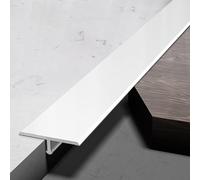 Moldura en T de aluminio, tablero de transición, tiras de piso, molduras de borde de piso de perfil laminado, molduras for decoración de puertas, para(White,60mm*0.9m*3 Pieces)