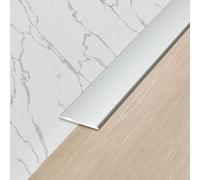 Moldura en T, Tira de transición piso aluminio, tira divisoria plana, cubre pisos laminados/madera/LVT - juntas placa metal(Silver,10mm)
