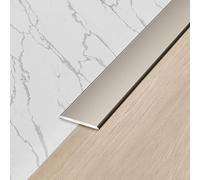 Moldura en T, Tira de transición piso aluminio, tira divisoria plana, cubre pisos laminados/madera/LVT - juntas placa metal(Brown,15mm)