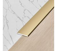 Moldura en T, Tira de transición piso aluminio, tira divisoria plana, cubre pisos laminados/madera/LVT - juntas placa metal(Gold,35mm)