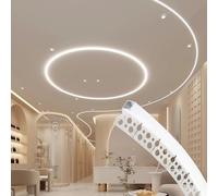 Moldura Iluminacion Canal LED Flexible para Empotrar en Yeso con Difusor Blanco, Perfil LED Empotrado Sin Marco de Emisión Unilateral, Difusor de Aluminio para Esquinas de Armarios(1m(3.3ft))