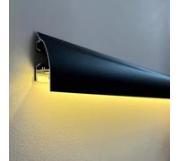 Moldura Led Iluminación Molduras Decorativas/Ranura Decorativa Esquina Metálica, Difusor Tira Luz LED Blanco Negro Bordes Pared Techo, Iluminación Lineal Acento Canal de Cornisa(Black,5pcs)