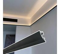 Moldura Led Perfil de Moldura para Iluminación Decorativa de Techo, Moldura de Corona Suspendida, Borde Decorativo, Canal LED, Ranura de Aluminio Iluminación(Black,5pcs)